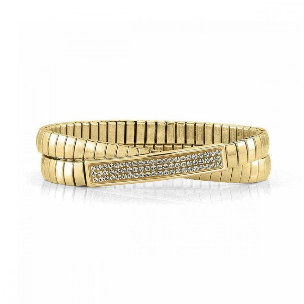 Glitter Stretch Double Bracelet in Gold & Champagne Crystals