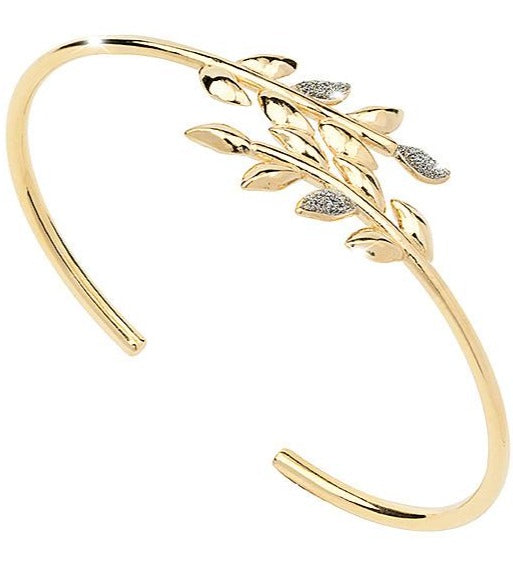 Leaves Diamond Dust Cuff Bracelet