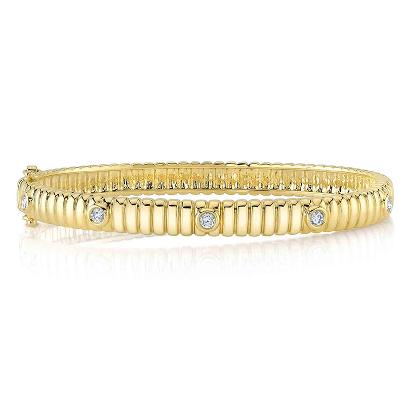 14K Yellow Gold 0.33ctw Diamond Bezel Bangle Bracelet - SC55026033ZS