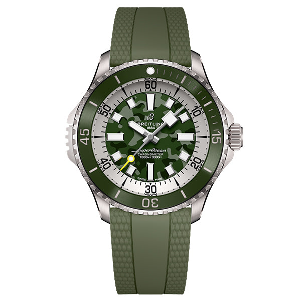 Breitling Superocean Automatic 46 Super Diver Green on Rubber - E10379D31L1S1