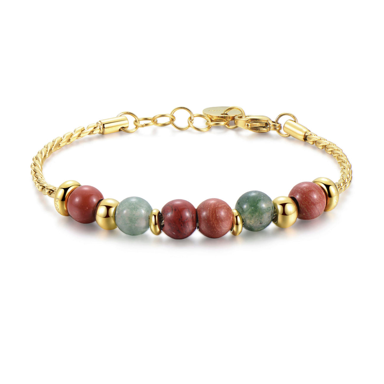 Très Jolie Agate and Red Jasper Stones Bracelet (Gold)