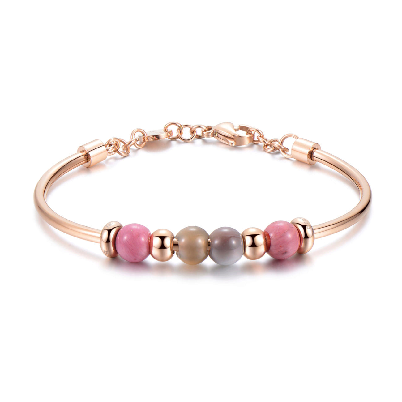 Très Jolie Agate and Rhodonite Stones Bracelet (Rose-Gold)
