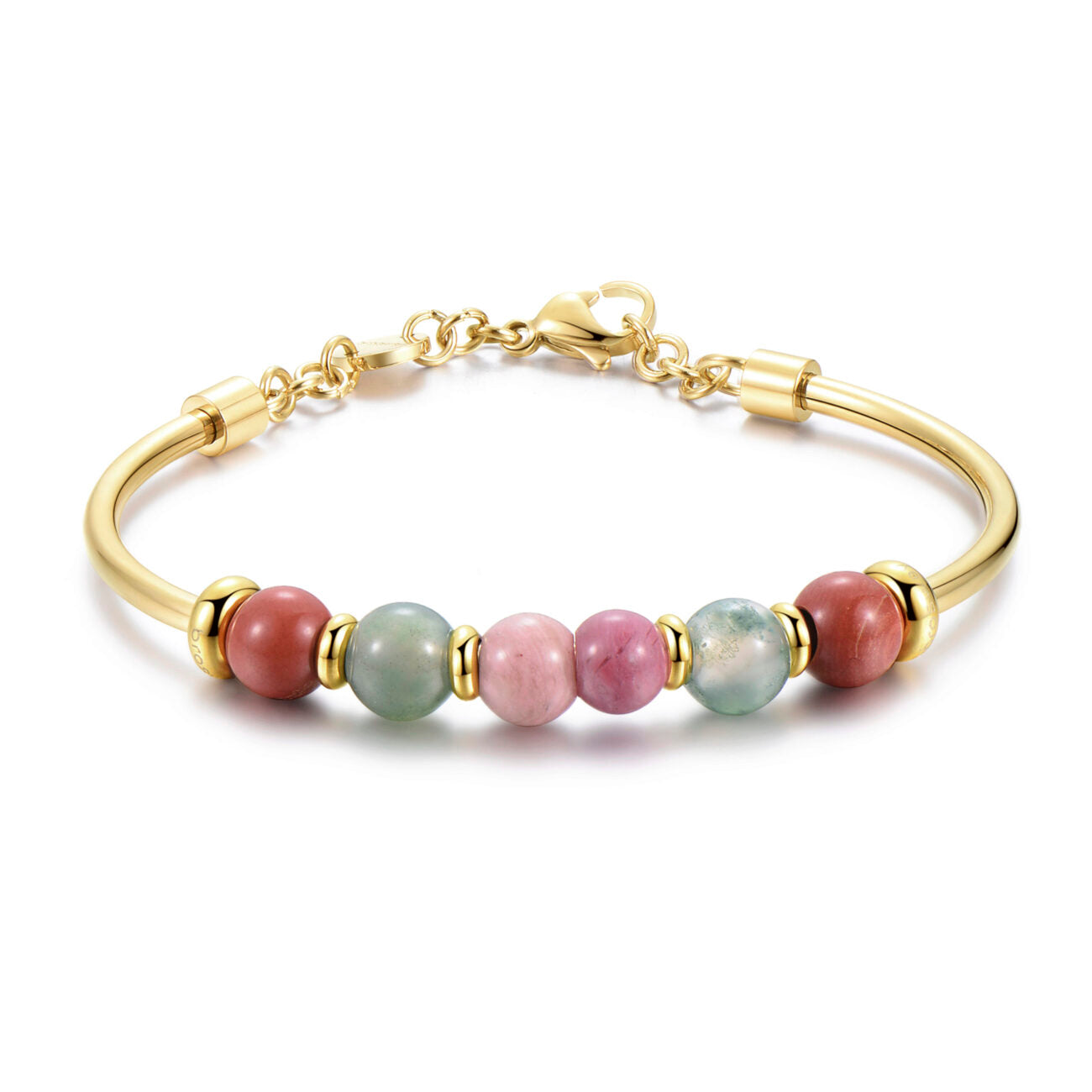 Très Jolie Agate, Rhodonite and Red Jasper Stones Bracelet (Gold)
