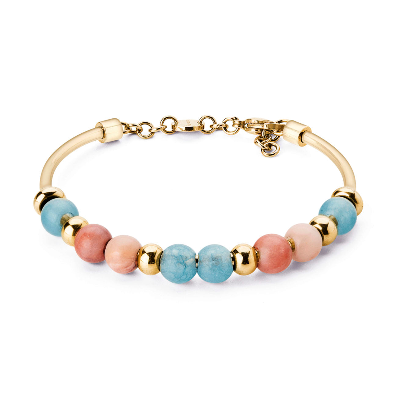 Très Jolie Aventurine and Malay Jade Stones Bangle Bracelet (Gold)