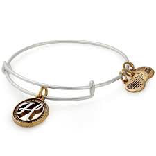 Two-Tone Letter H Charm Bangle Bracelet (Silver/Gold)