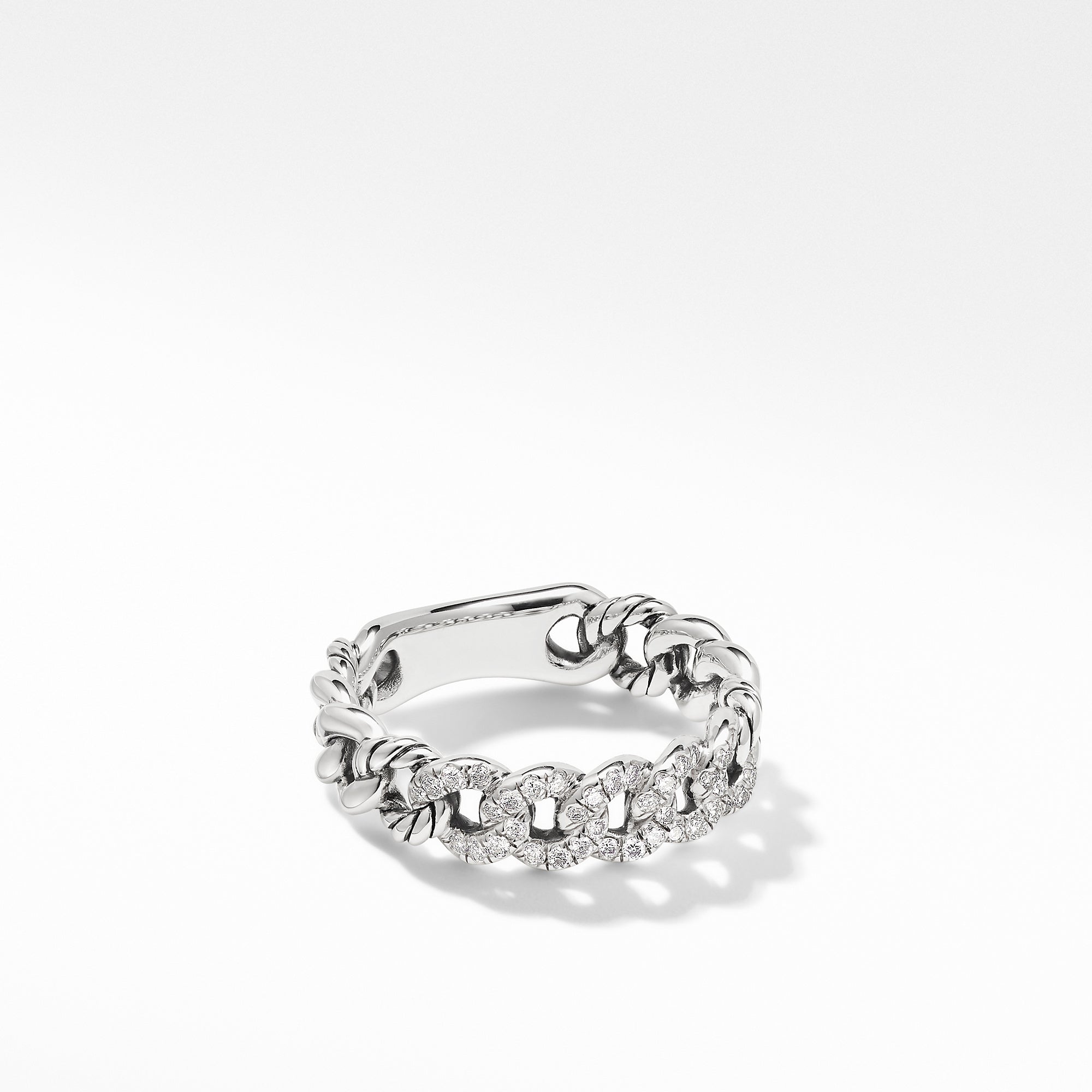 David Yurman Belmont Curb Link Band Ring in Sterling Silver & Pave Diamonds - R16350DSSADI