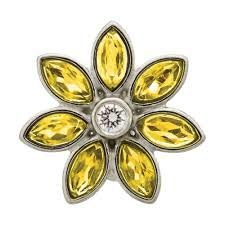 Big Citrine Flower Charm (Silver/Yellow)