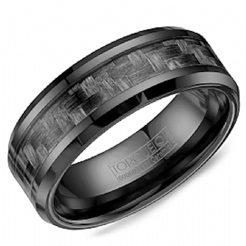 Crown Ring Black Ceramic Classic Wedding Band - BCE_0001