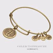 Letter U Charm Bangle Bracelet (Gold)