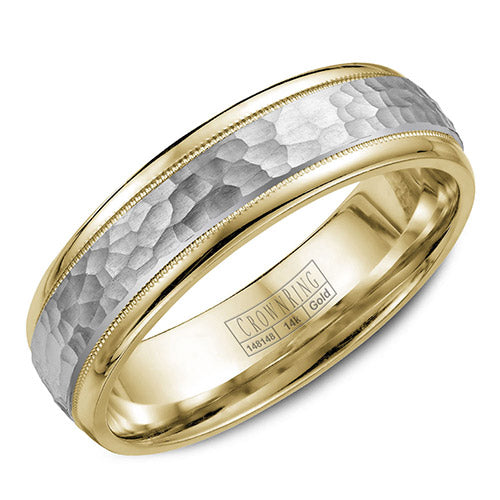 Crown Ring 14k Two Tone Gold Wedding Band - WB-7926-M10