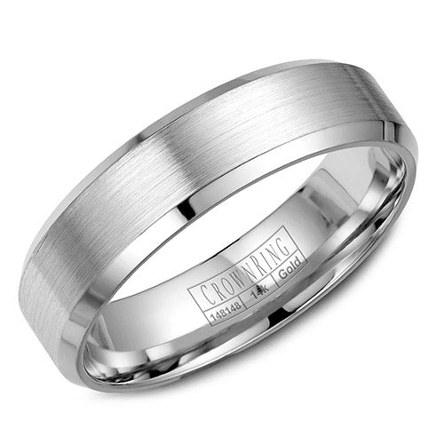 Crown Ring 14k White Gold Wedding Band - WB-7007-M10