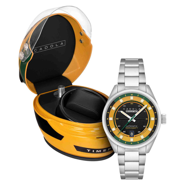 Cadola DFV-Cosworth Automatic Ayrton Limited Edition Yellow + Helmet Watch Winder
