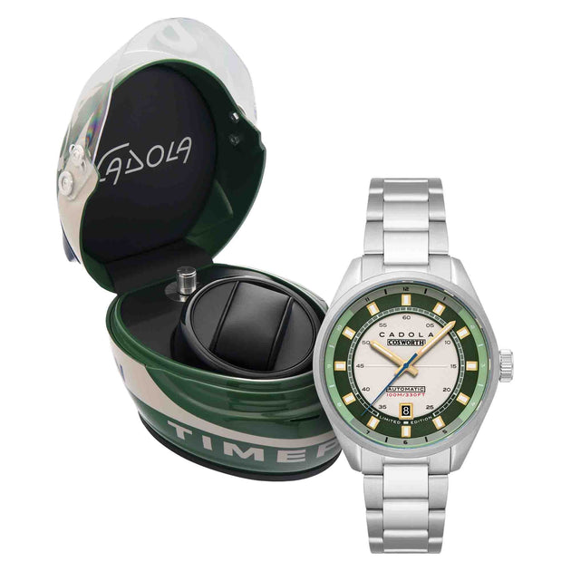 Cadola DFV-Cosworth Automatic Green Helmet Watch Winder Set