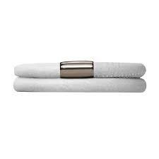 White Double Wrap Leather Bracelet (Silver/White)