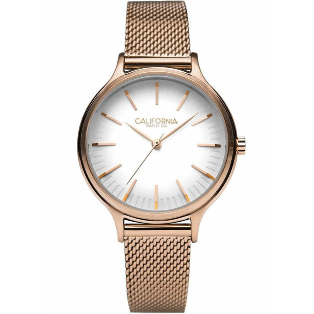 California Watch Co. Laguna 34 Mesh Rose Gold White