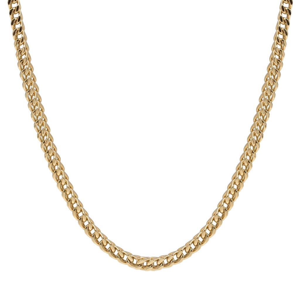 Gold Steel Franco Link Necklace 24”
