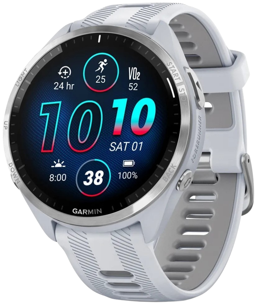 Forerunner® 965 Titanium Bezel with Whitestone Case and Whitestone/Powder Gray Silicone Band