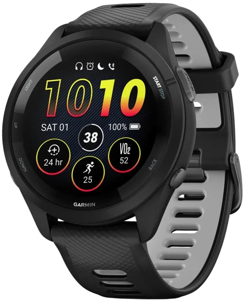 Forerunner® 265 Black Bezel and Case with Black/Powder Gray Silicone Band