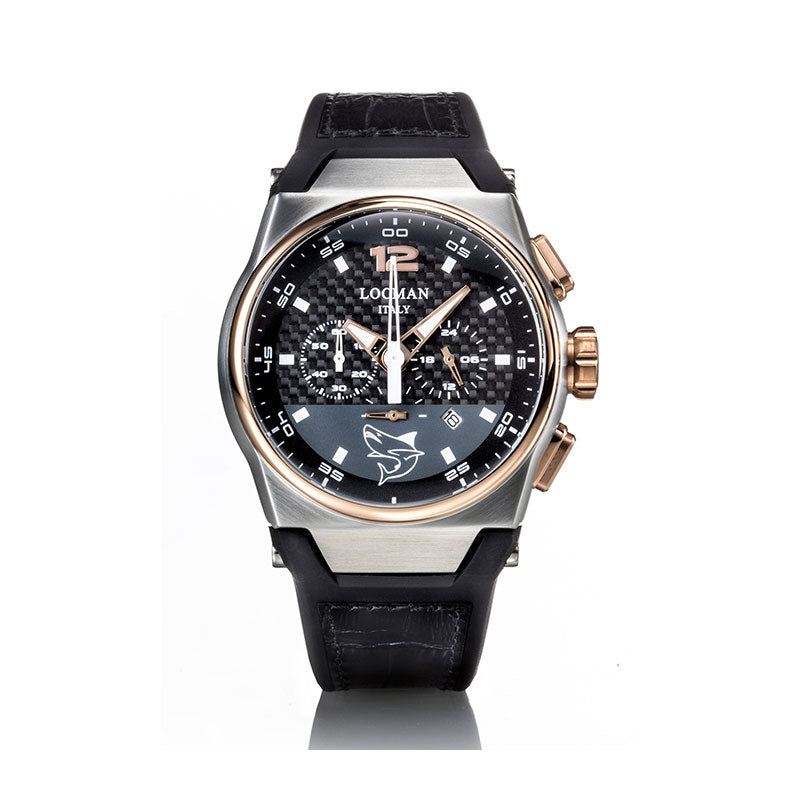 Round Mare Chrono Black Silicone and Leather Watch