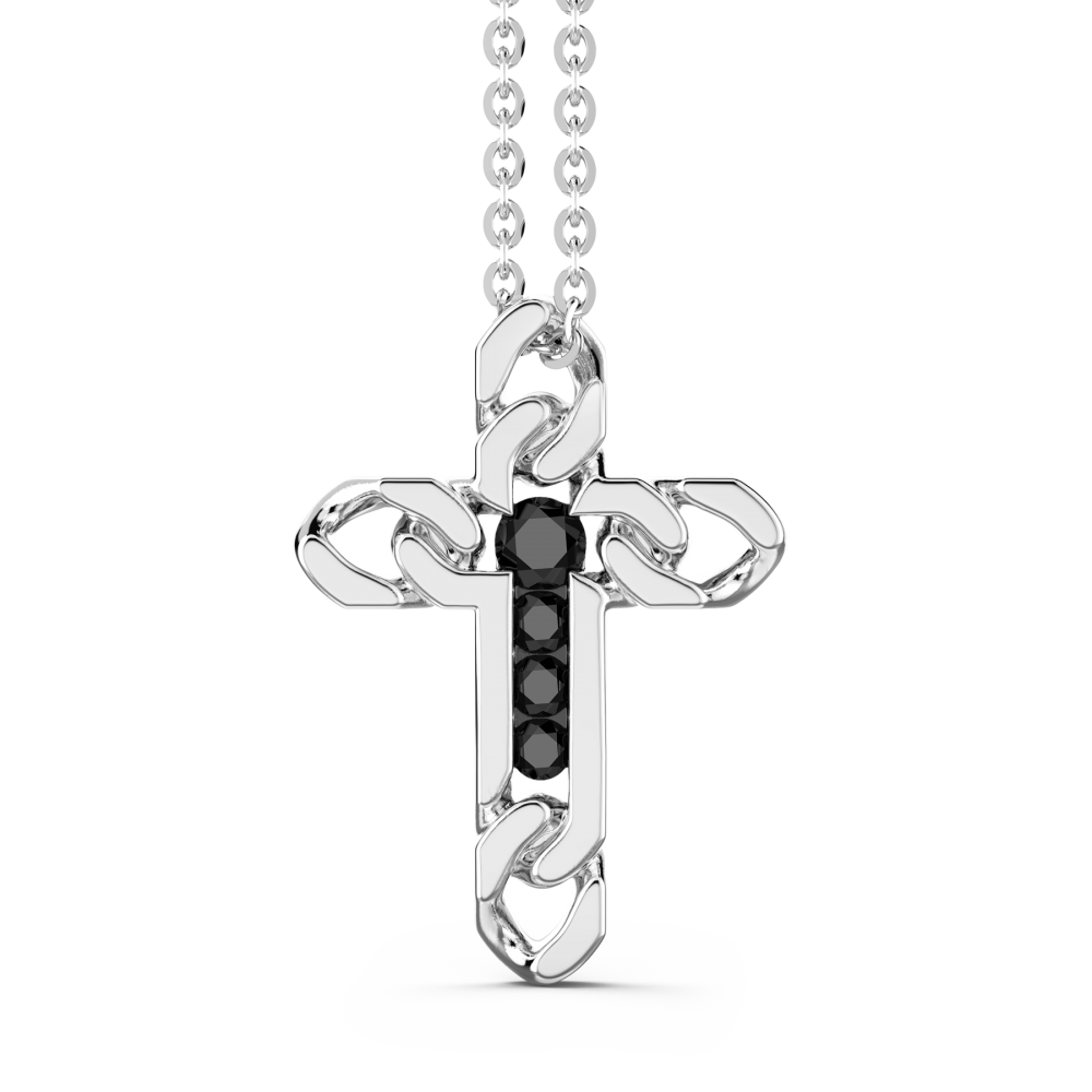 Cross Necklace with Black Spinel