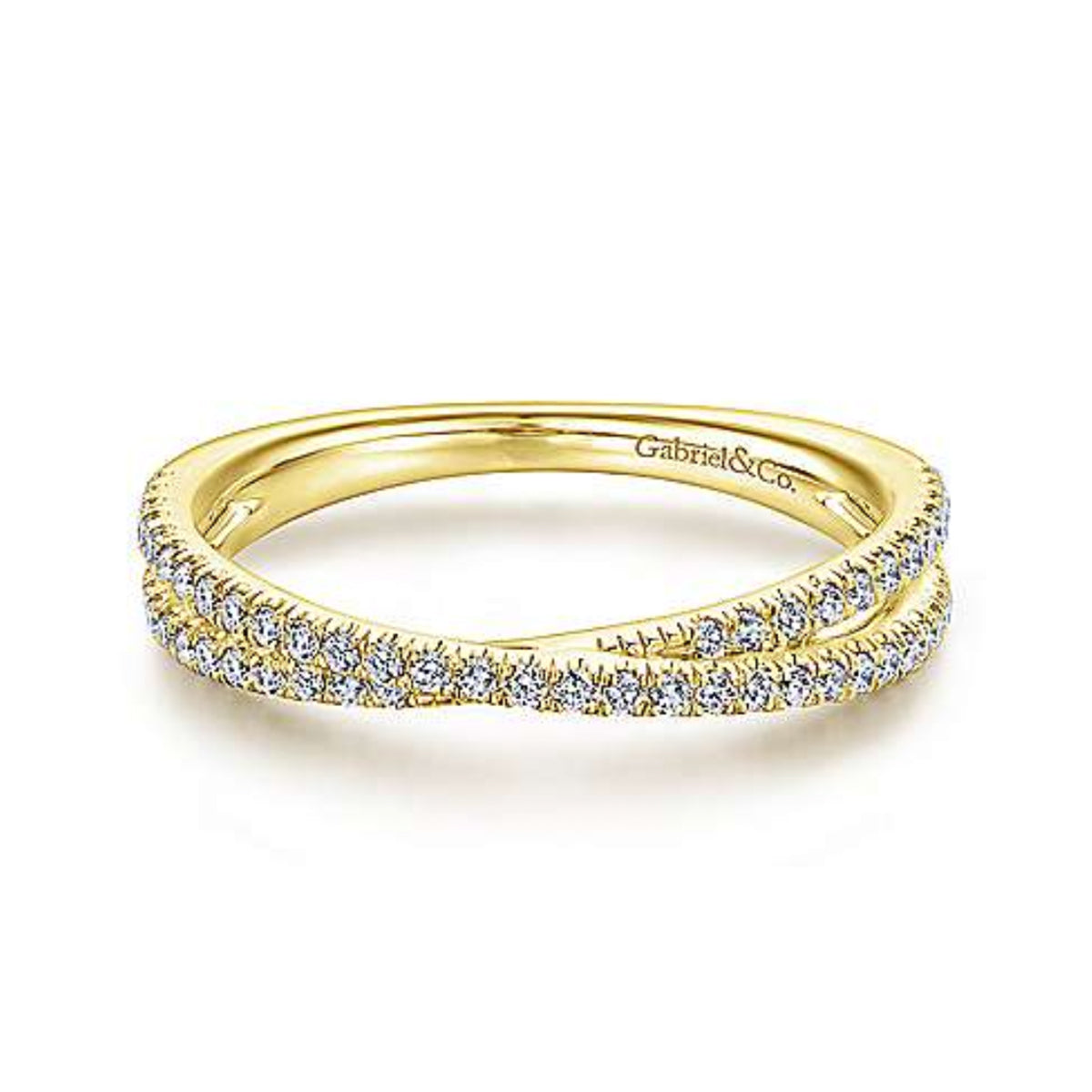 Gabriel & Co. 14K Yellow Gold Criss Cross Diamond Stackable Ring- LR51169Y45JJ