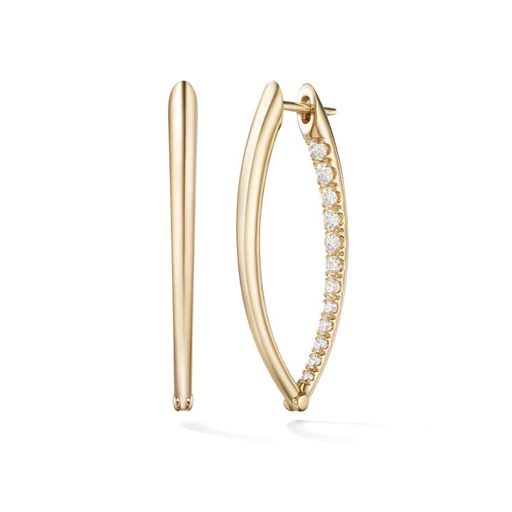 Melissa Kaye 18K Yellow Gold Cristina Medium Partial Diamond Hoop Earrings