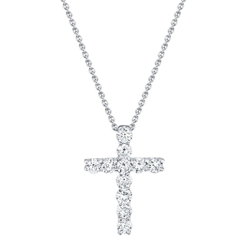 14k White Gold 0.32ctw Diamond Cross Necklace- SC37215657