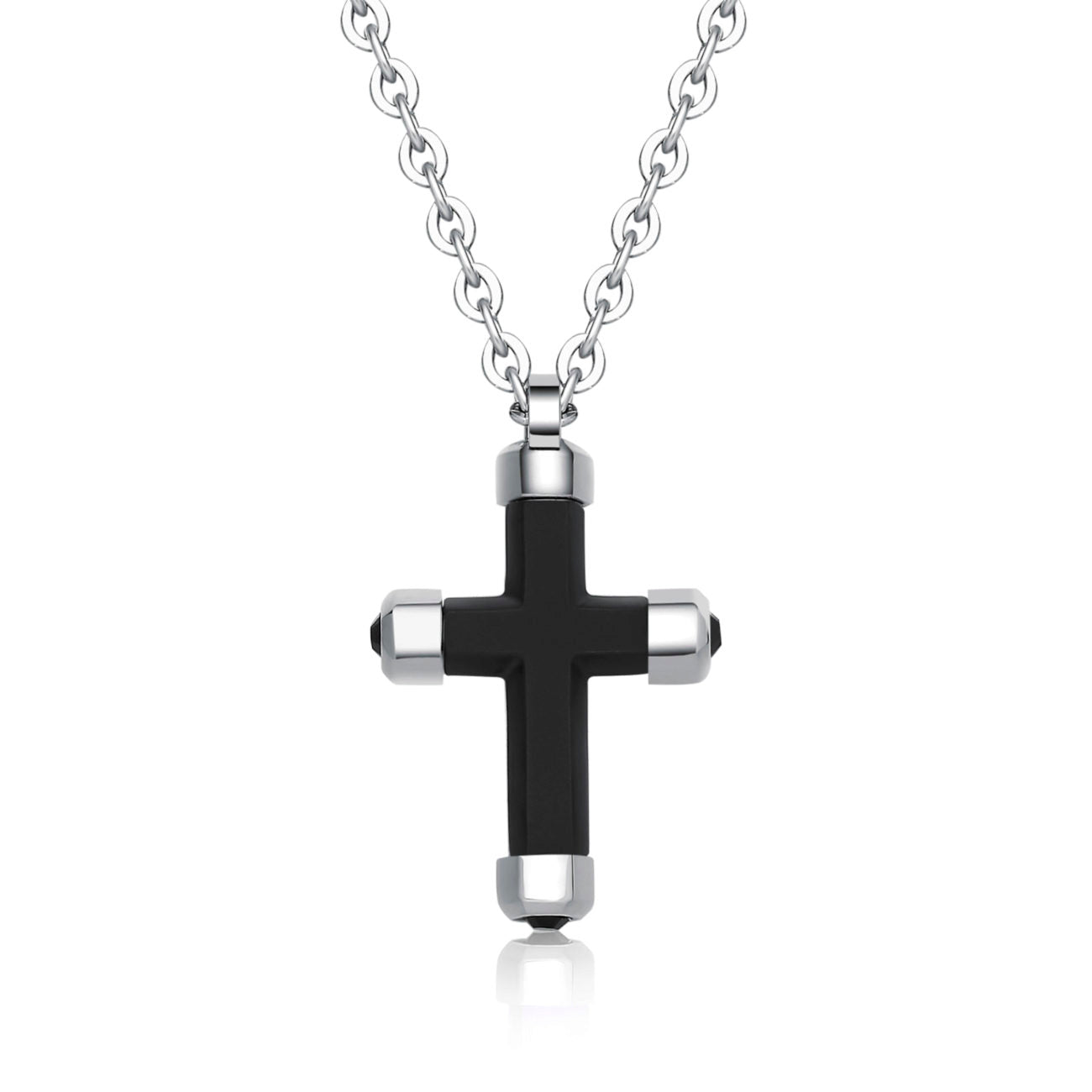 Crux Black Cross Necklace (Silver-Black)