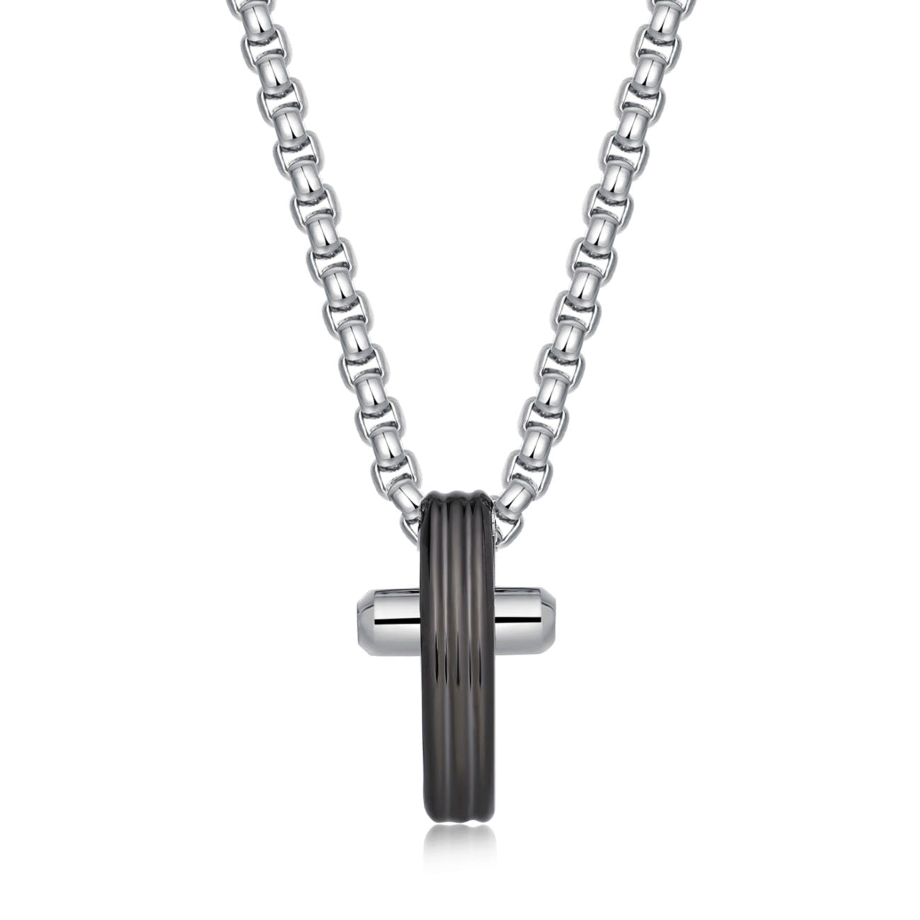 Crux Grey Cross Necklace (Silver)