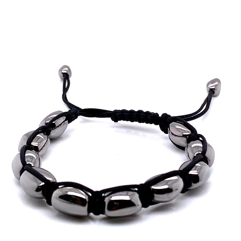Silver Grey Beads Bracelet (Silver)