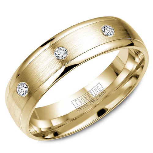 Crown Ring 14k Yellow Gold Diamond Wedding Band - WB-7096Y-M10
