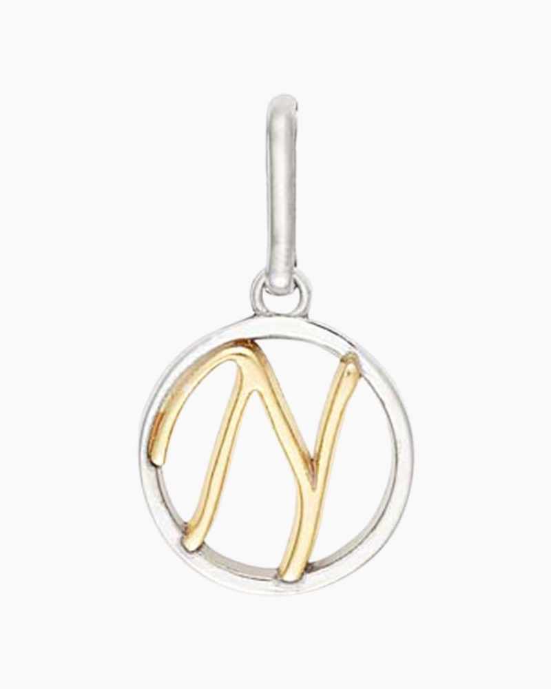 Two-Tone Letter N Charm (Silver/Gold)