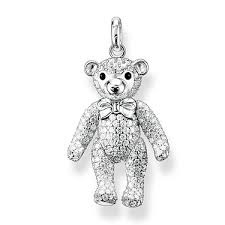 Teddy Bear with Bow Charm (Silver)