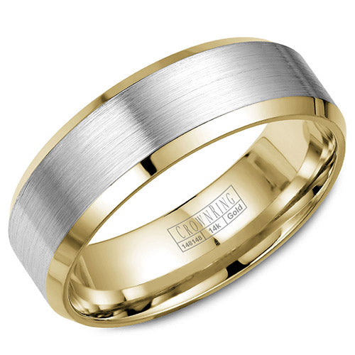 Crown Ring 14k Two Tone Gold Wedding Band - WB-9532-M10