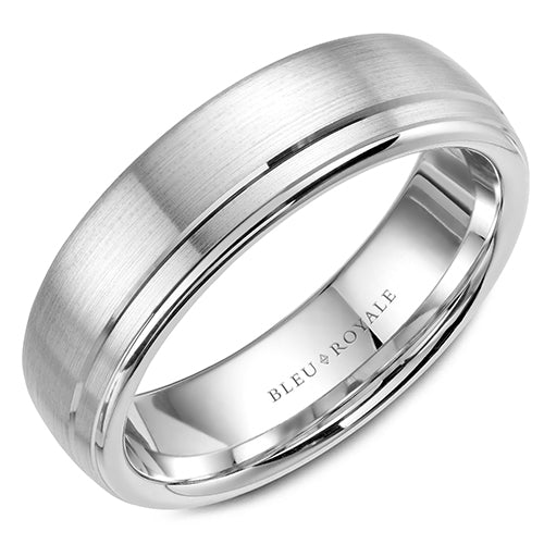 Bleu Royale 14k White Gold Men's Wedding Band - RYL-001W65-M10