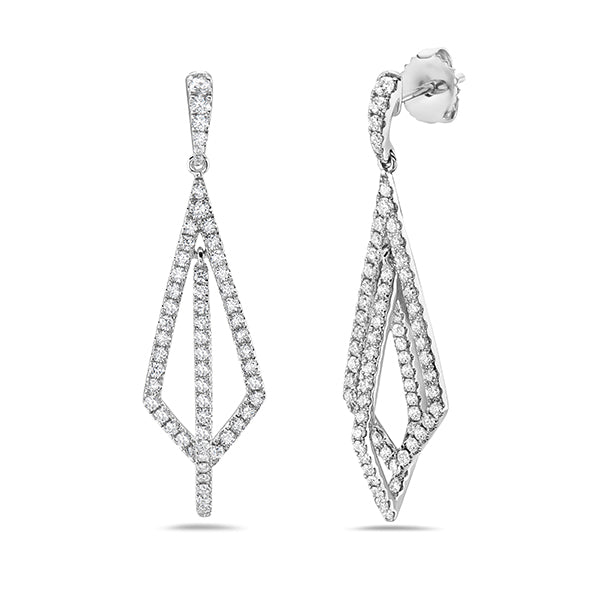 Charles Krypell 18K White Gold 1.97ctw Diamond Geometric Dangle Earrings - 155009