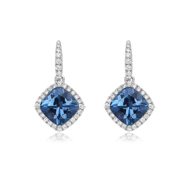 Charles Krypell 18K White Gold 5.22ctw Blue Topaz & Diamond Drop Earrings - 161855