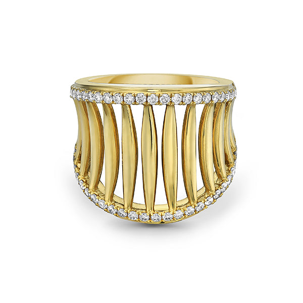 Charles Krypell 18k Yellow Gold 0.58ctw Diamond Birdcage Ring - 042047