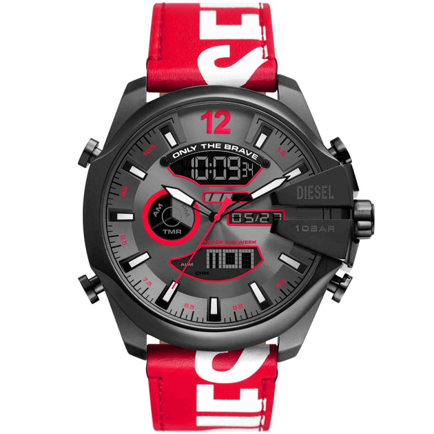 Diesel Mega Chief Ana-Digi Gray Red