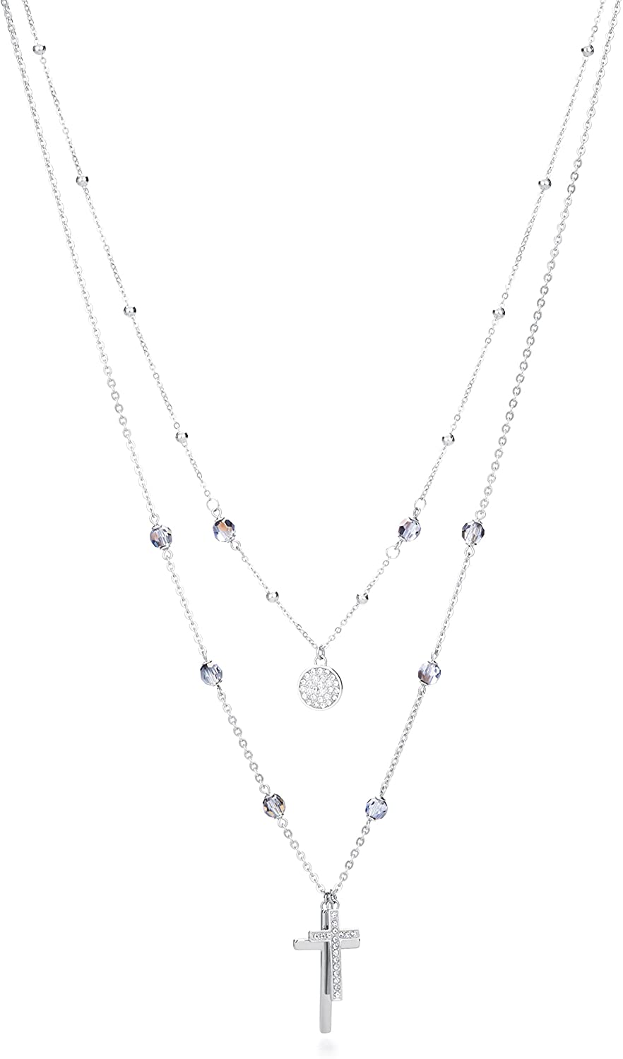 Dogma Cross Steel Pendant Necklace (Silver)