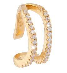 Atenea Gold Ear Ring with Cz