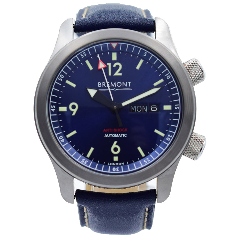 SOLD 12/2019 - Bremont U-2 Blue Pilot's Watch - U2/BL - Blue Dial w. Inner Rotating Bezel 43mm