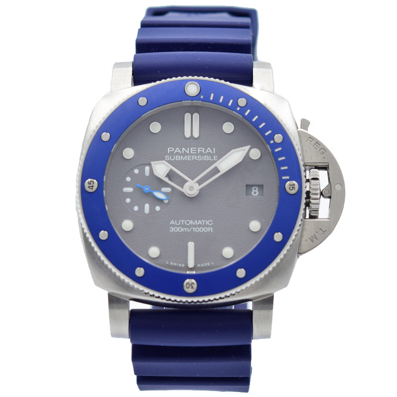 SOLD 12/2019 - Panerai Luminor Submersible - PAM959 - Blue Bezel w/ Grey Textured Dial - 42mm