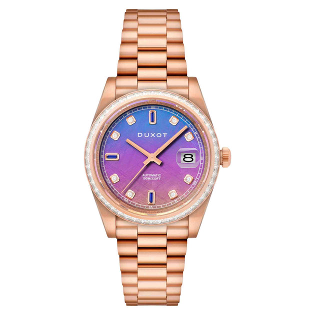 Duxot Serenata Rainbow Diver Automatic Rose Gold Purple Meteorite Limited Edition