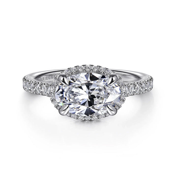 Gabriel & Co 14K White Gold East-West Oval Halo Engagement Ring - ER16482O6W44JJ