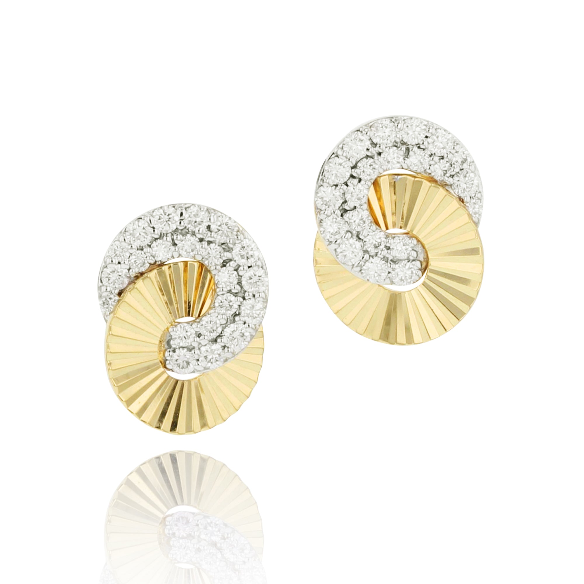 Phillips House 14K Yellow Gold 0.51ctw Diamond Mini Aura Interlocking Stud Earrings- E0908DY