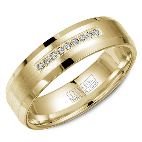 Crown Ring 14k Yellow Gold Wedding Band - WB-9612Y-M10
