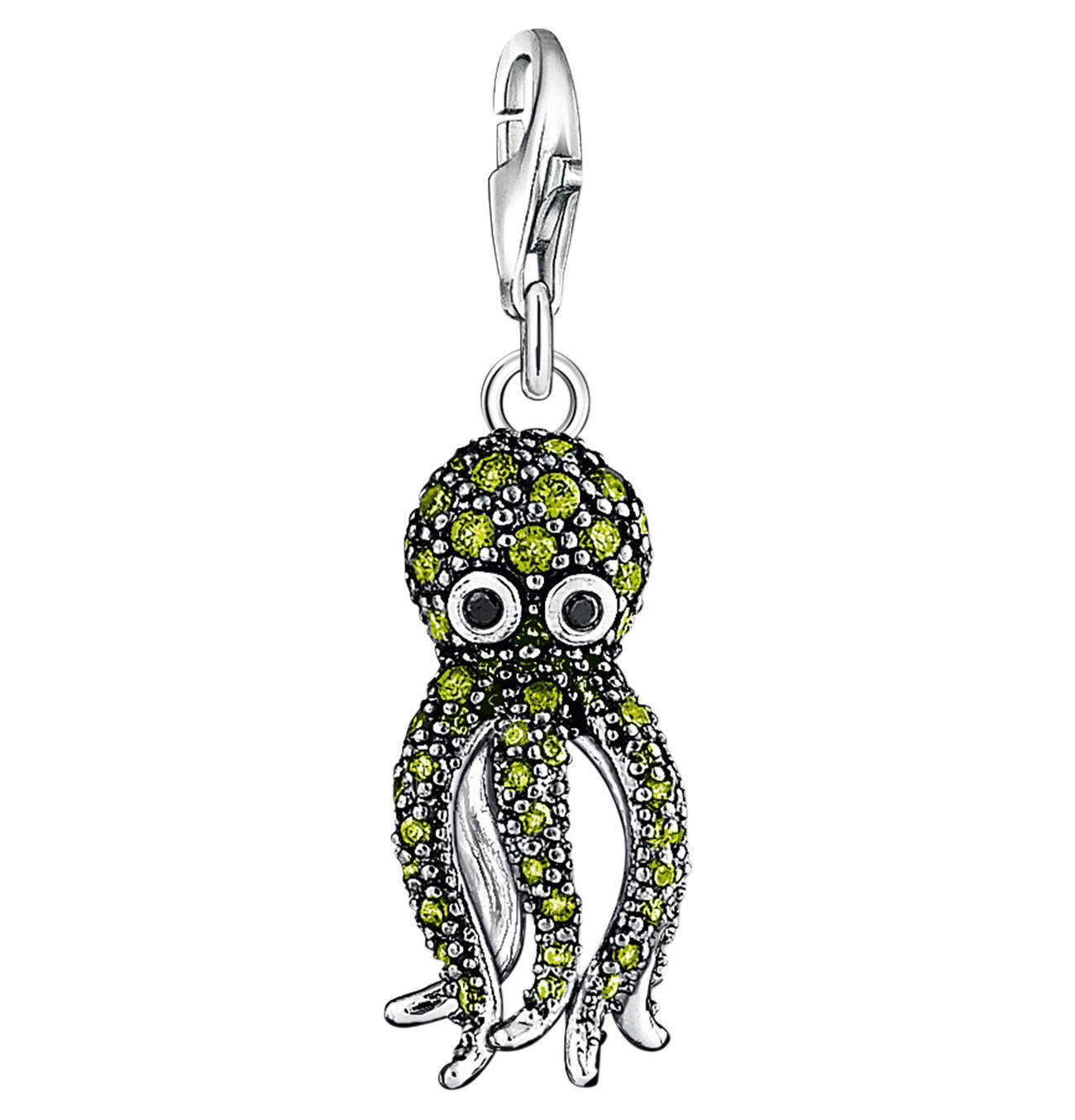 Octopus Charm (Silver/Green)