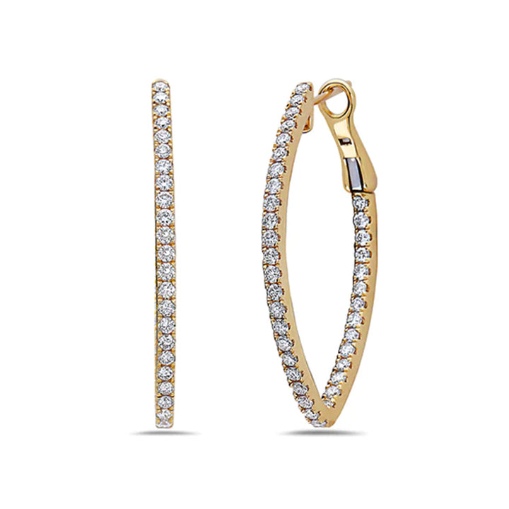 Charles Krypell 18KY 1.23ctw Diamond In/Out Hoop Earrings- 1-9364-YD