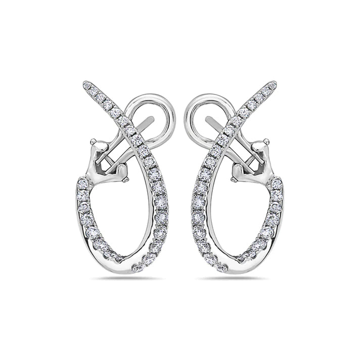 Charles Krypell 18K White Gold 0.95ctw Oval Hoop Earrings- 1-9396-WD24